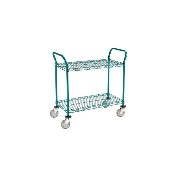 Gec Nexel Utility Cart, 2 Shelf, Poly-Green, 36"L x 18"W x 39"H, Polyurethane Swivel Casters 1836P2G - main